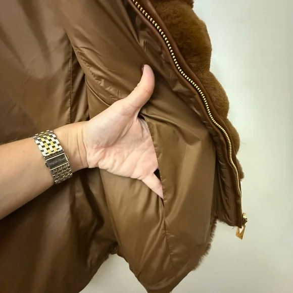 Via Spiga Chevron Faux Fur Vest L - Picture 4 of 5